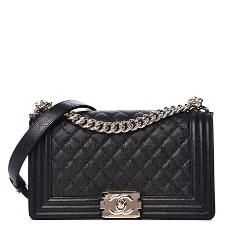 chanel black caviar boy bag